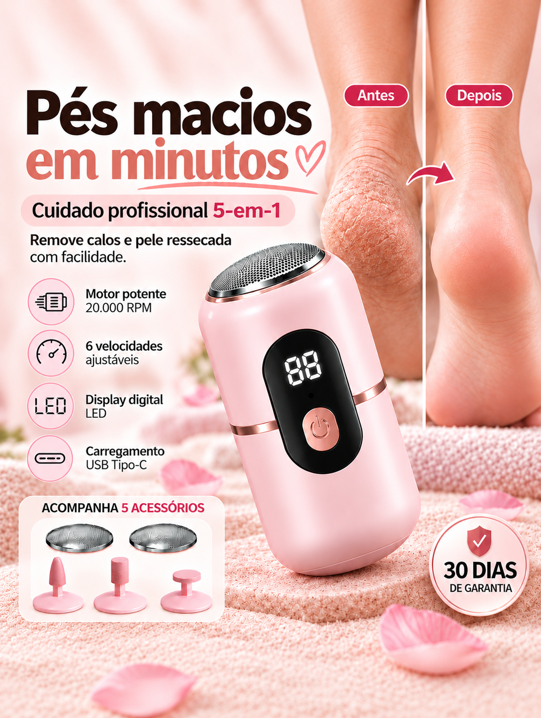 Lima Elétrica para Pés Profissional