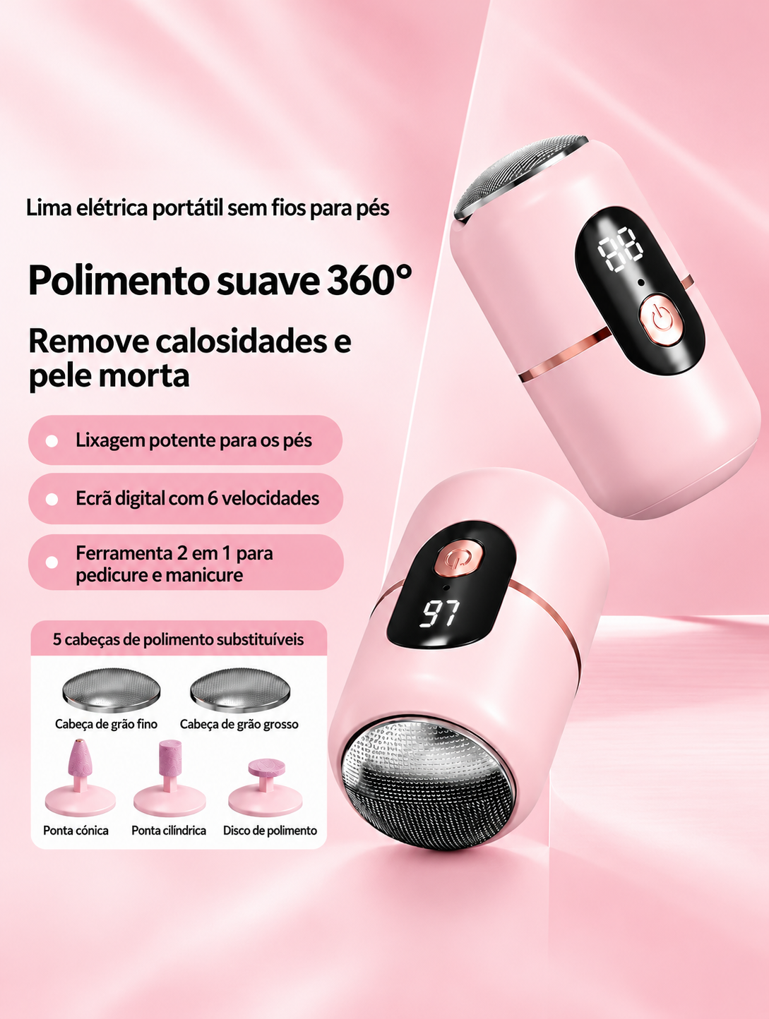 Lima Elétrica para Pés Profissional